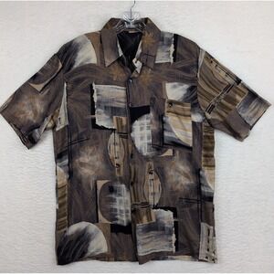 VTG Alan Stuart Shirt Men's M Abstract Art Geometric Button Up Made in USA 90s